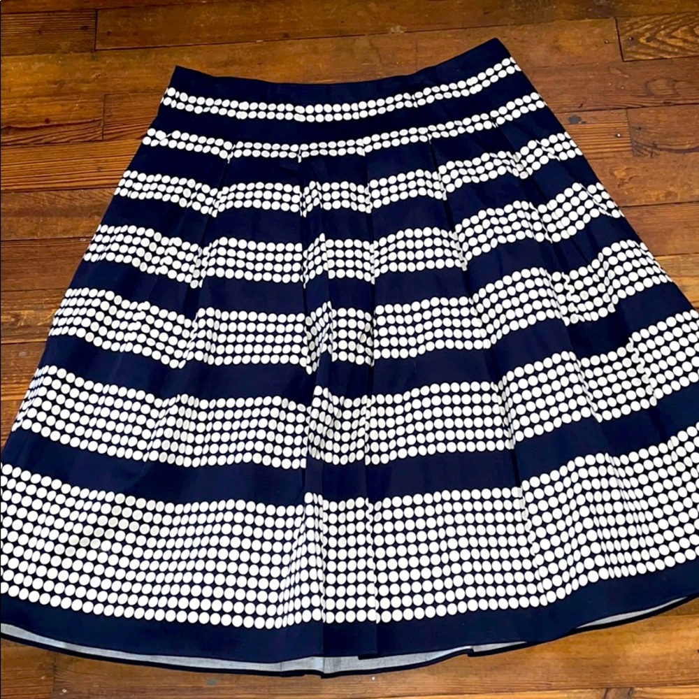 Talbots Pleated Polka Dot Stripe Skirt